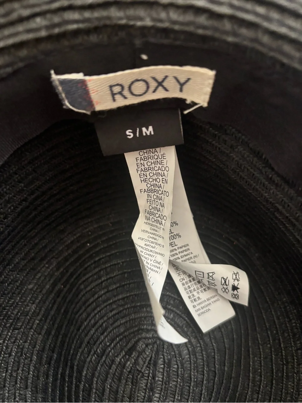 Roxy Black Straw Hat with Colorful Woven Band